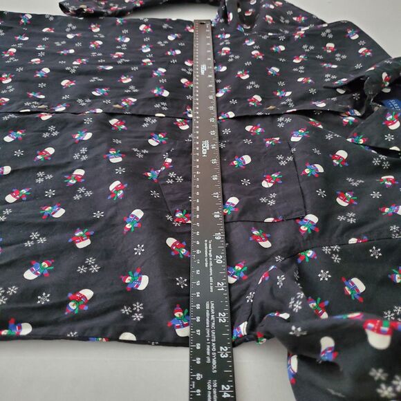 Vintage Karen Scott Snowman Print Christmas Button-Down Black Shirt Sz L Holiday - Picture 6 of 10